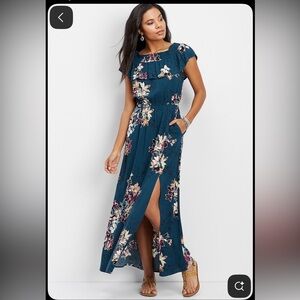 Maurices dark blue Floral Maxi Dress